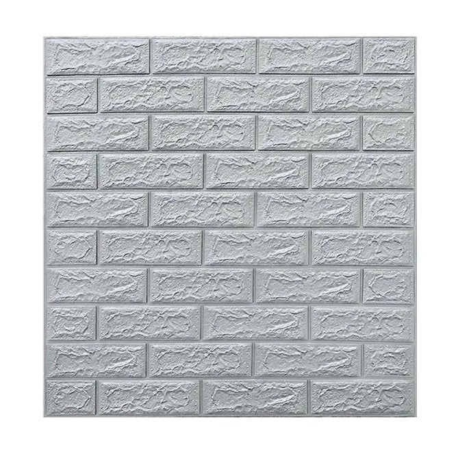 Set 10 Placi de Tapet, Vivimall, Autoadezive, 70 x 77 cm, 3.5 mm Grosime, Suprafata Acoperita 5.3 mp, din PVC, Model Caramida, Gri - vivimall.ro