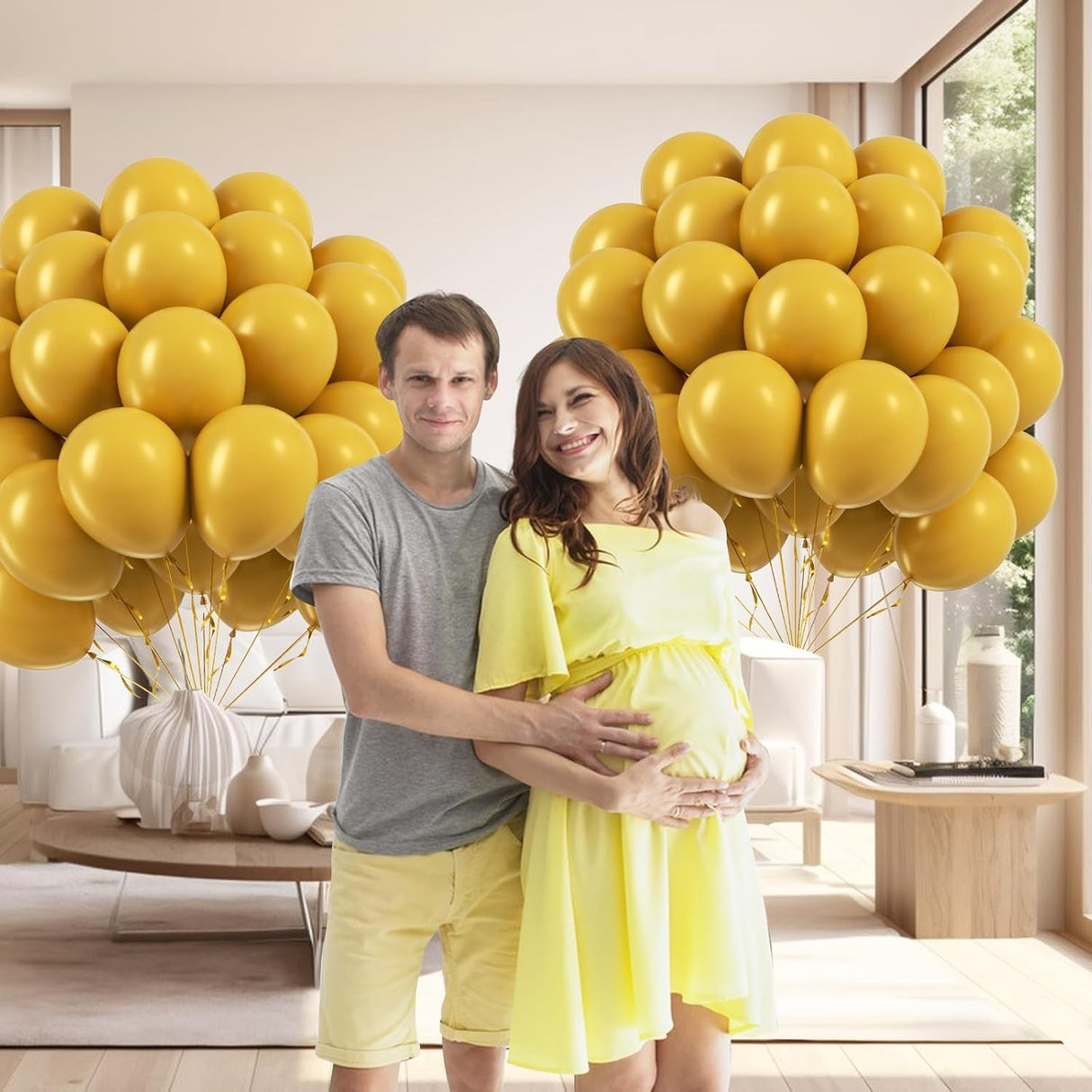 Set 12 Baloane, Flippy, din Latex Standard, 13 cm, Galben Mustar - vivimall.ro