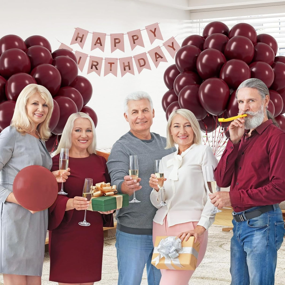 Set 12 Baloane, Flippy, din Latex Standard, 30 cm, Grena - vivimall.ro