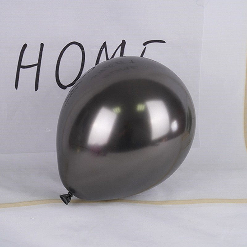 Set 12 Baloane, Vivimall, din Latex Chrome, 13 cm, Negru - vivimall.ro