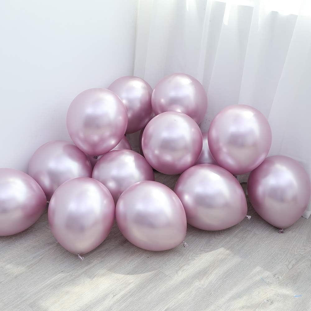 Set 12 Baloane, Vivimall, din Latex Chrome, 25 cm, Mov Deschis - vivimall.ro