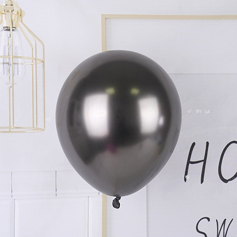 Set 12 Baloane, Flippy, din Latex Chrome, 25 cm, Negru - vivimall.ro
