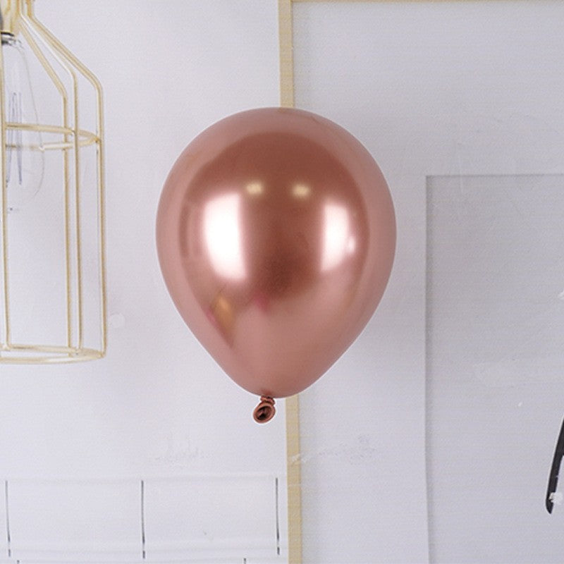 Set 12 Baloane, Flippy, din Latex Chrome, 25 cm, Roz-Auriu - vivimall.ro