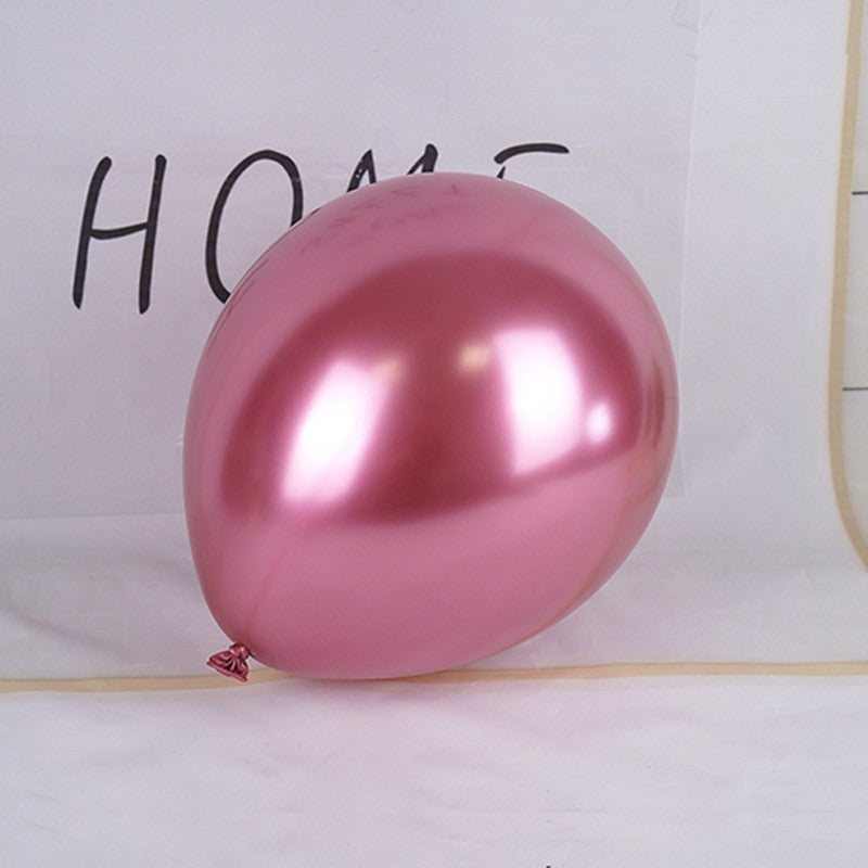 Set 12 Baloane, Vivimall, din Latex Chrome, 25 cm, Rosu - vivimall.ro