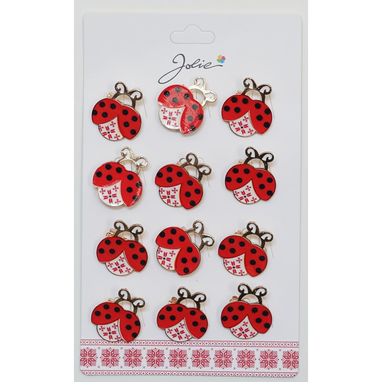 Set 12 Brose Martisor pentru Copii Buburuza cu Motiv Traditional - vivimall.ro
