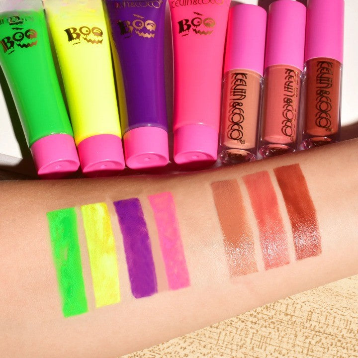 Set Produse de Pictat Fata, KEVIN & COCO, Halloween, 12 culori, 3 Rujuri, 4 Tuburi Vopsea, 25.5 x 20.5 x 2.6 cm, Multicolor - vivimall.ro