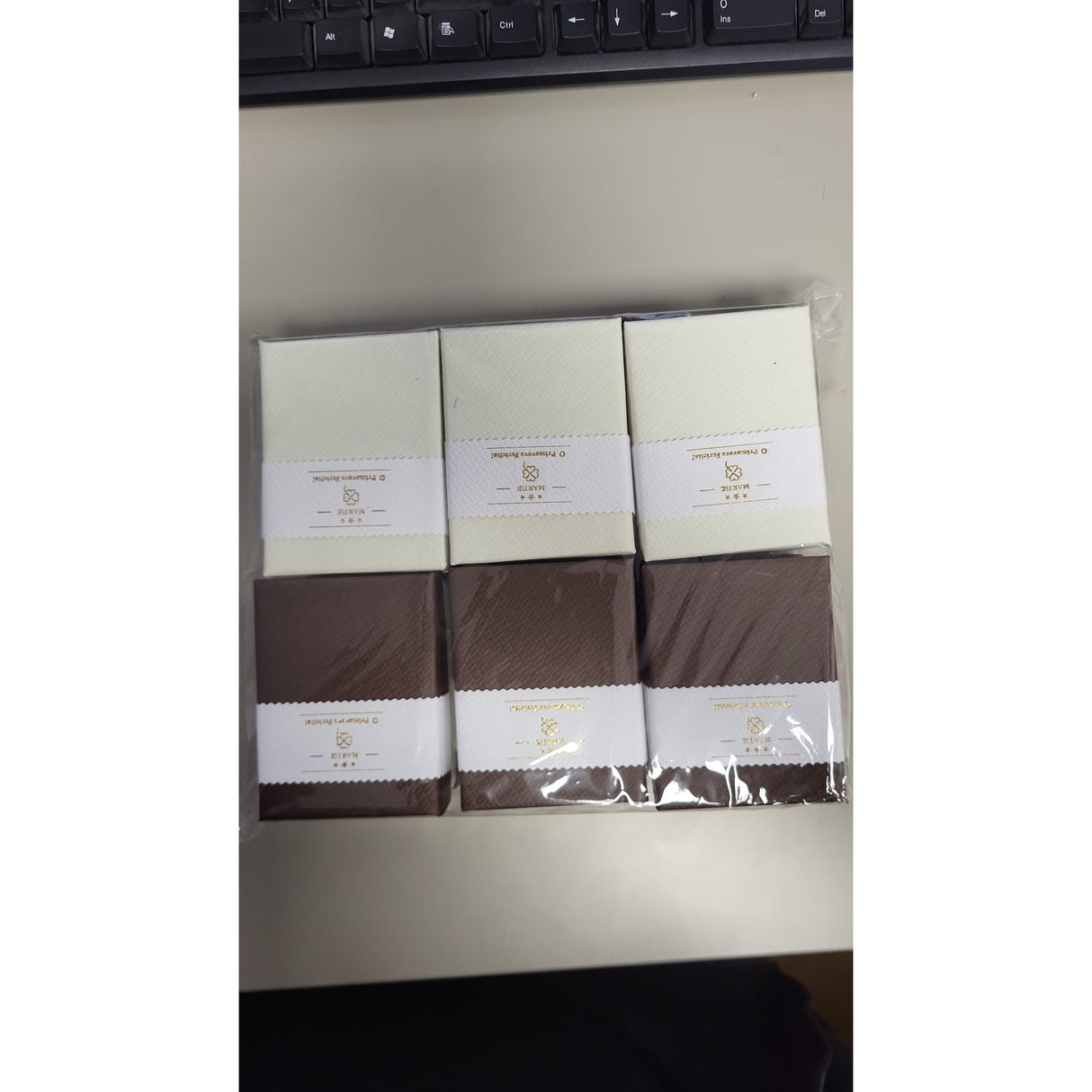 Set 12 Cutii pentru Martisoare/Brose, Crem cu Maro, 6,5 x 8,5 cm - vivimall.ro