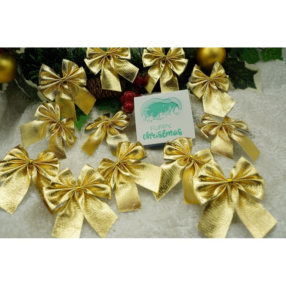 Set 12 fundite pentru brad, Aurii, 6 x 8 cm, din poliester, Flippy - vivimall.ro