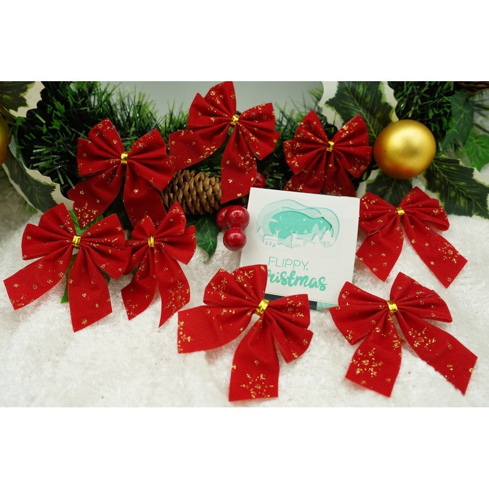 Set 12 fundite pentru brad, Rosii, 6 x 8 cm, din poliester, Flippy - vivimall.ro