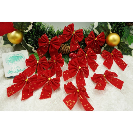 Set 12 fundite pentru brad, Rosii, 6 x 8 cm, din poliester, Flippy - vivimall.ro