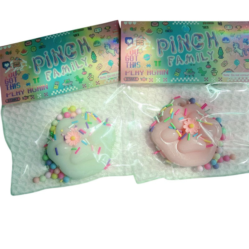 Set 12 Jucarii Antistres Squishy, Vivimall, cu Revenire Lenta, Squeeze Pinch Family, Model Labuta de Pisica, 6x6 cm, 45g, Ambalaj Transparent, Alb+Roz - vivimall.ro