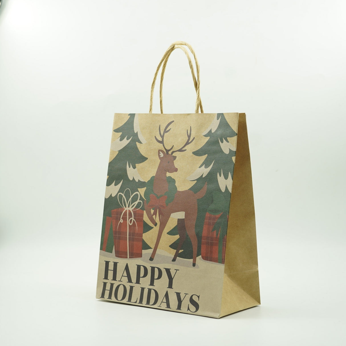 Set 12 Pungi Cadou, Vivimall, Imprimeu Tematica Craciun, Model Random, din Hartie, Impachetare Usoara a Cadourilor, 18.5x22.5x8.5 cm, Multicolor