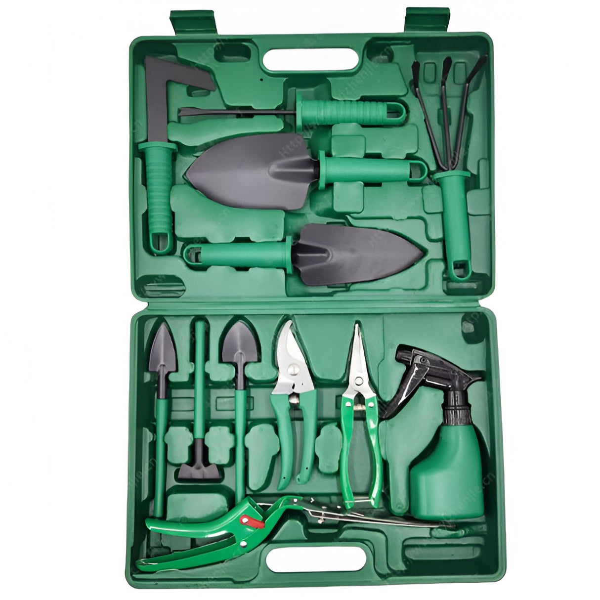 Set 12 Unelte de Gradina, Vivimall, pentru Plantare Prelucrare Sol si Ingrijire Plante, Material PVC si Otel, Cutie Inclusa, 38 x 29 cm, Verde Deschis - vivimall.ro