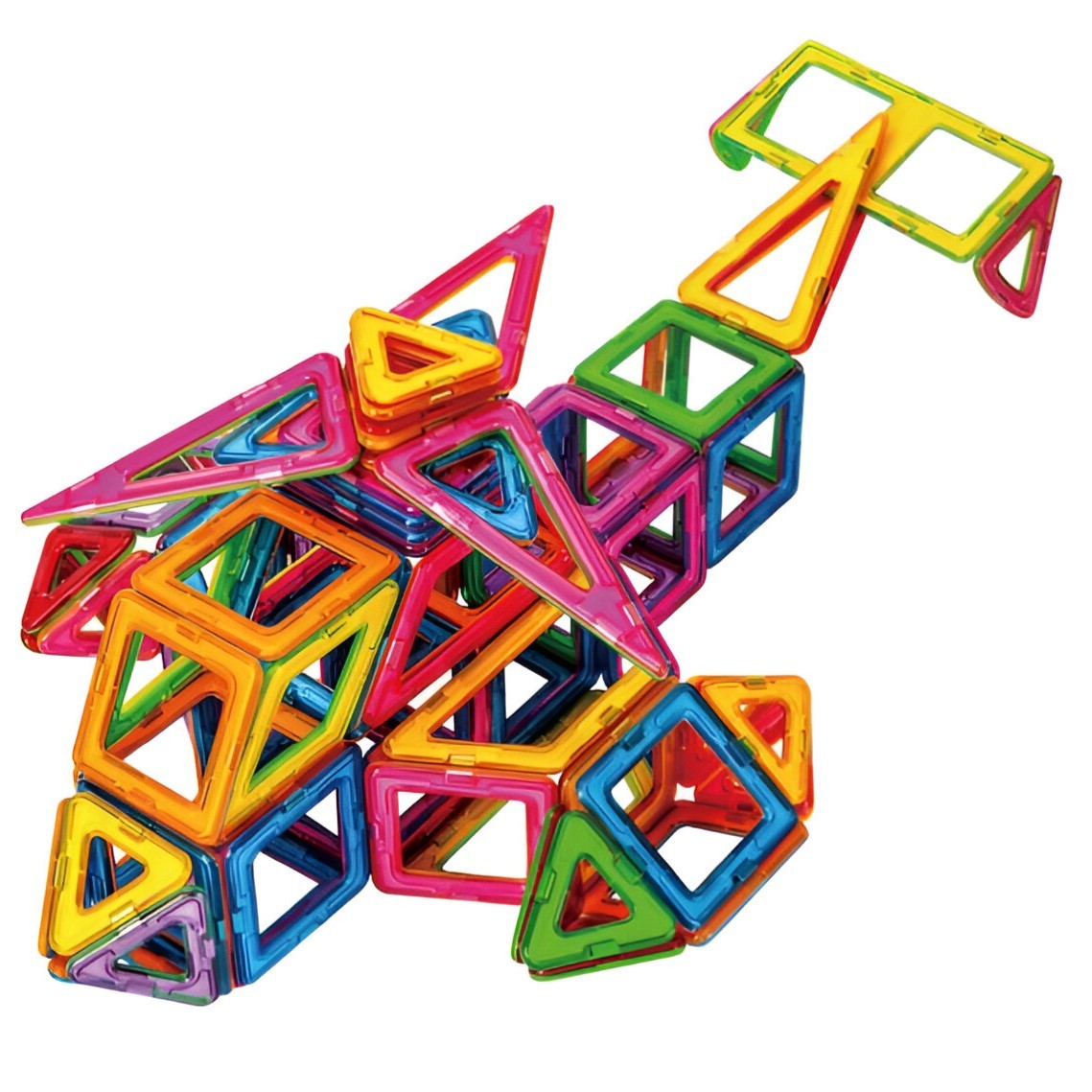 Set 148 Piese Magnetice de Constructie, Vivimall, Piese Medii, Magnetic Blocks, Forme Geometrice, 3 Ani, ABS, Magnet, 25 x 17.8 x 10 cm, Multicolor - vivimall.ro