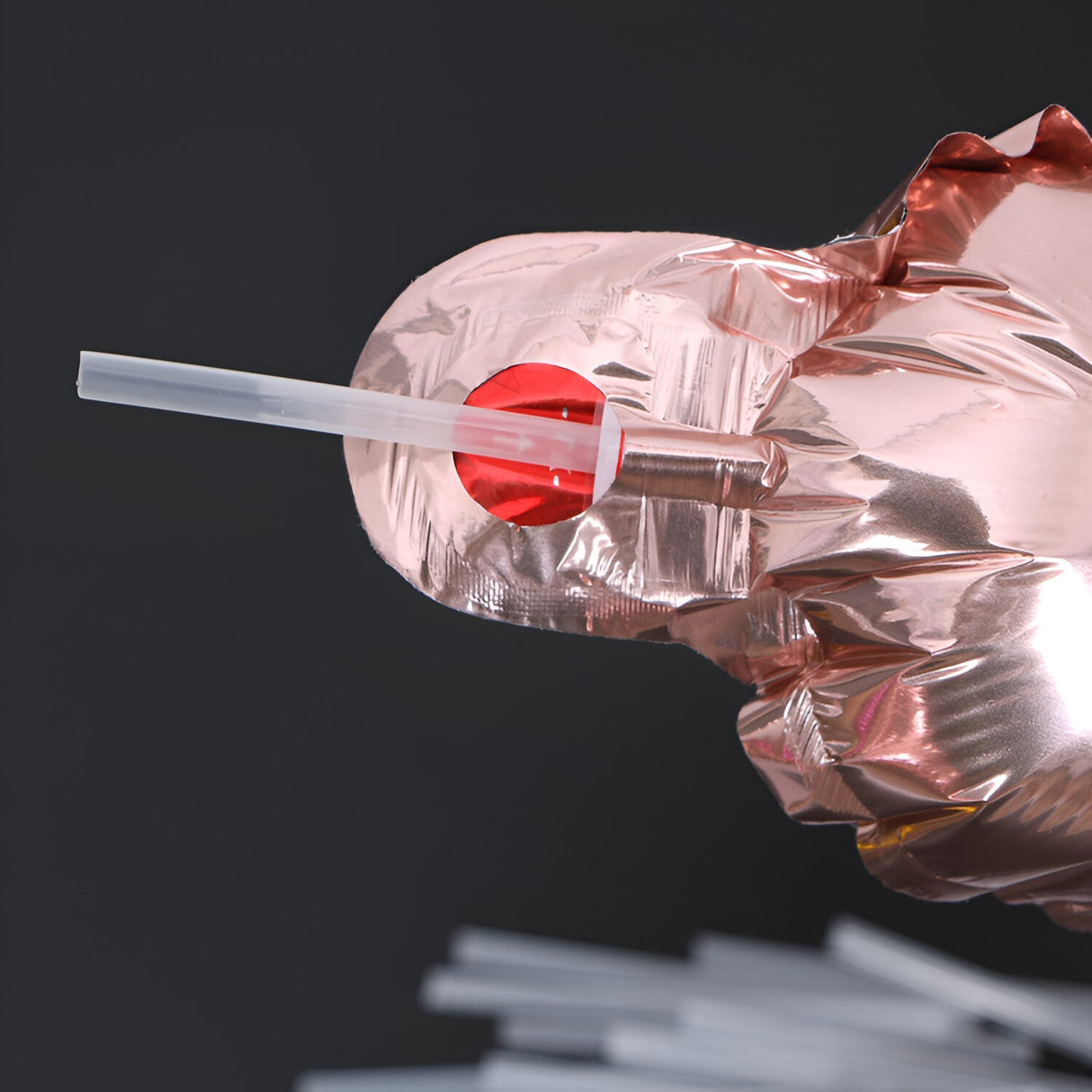 Pai pentru Baloane din Folie, Flippy, Pai din Plastic pentru Umflarea Baloanelor din Folie, Lungime 8 cm, Transparent