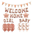 Set Baloane Folie Si Latex, Welcome Home, 16 Piese, 12 Baloane Latex, 2 Baloane Folie, 1 Set Welcome Home Baby Girl,1 Banner, Rose Gold - vivimall.ro