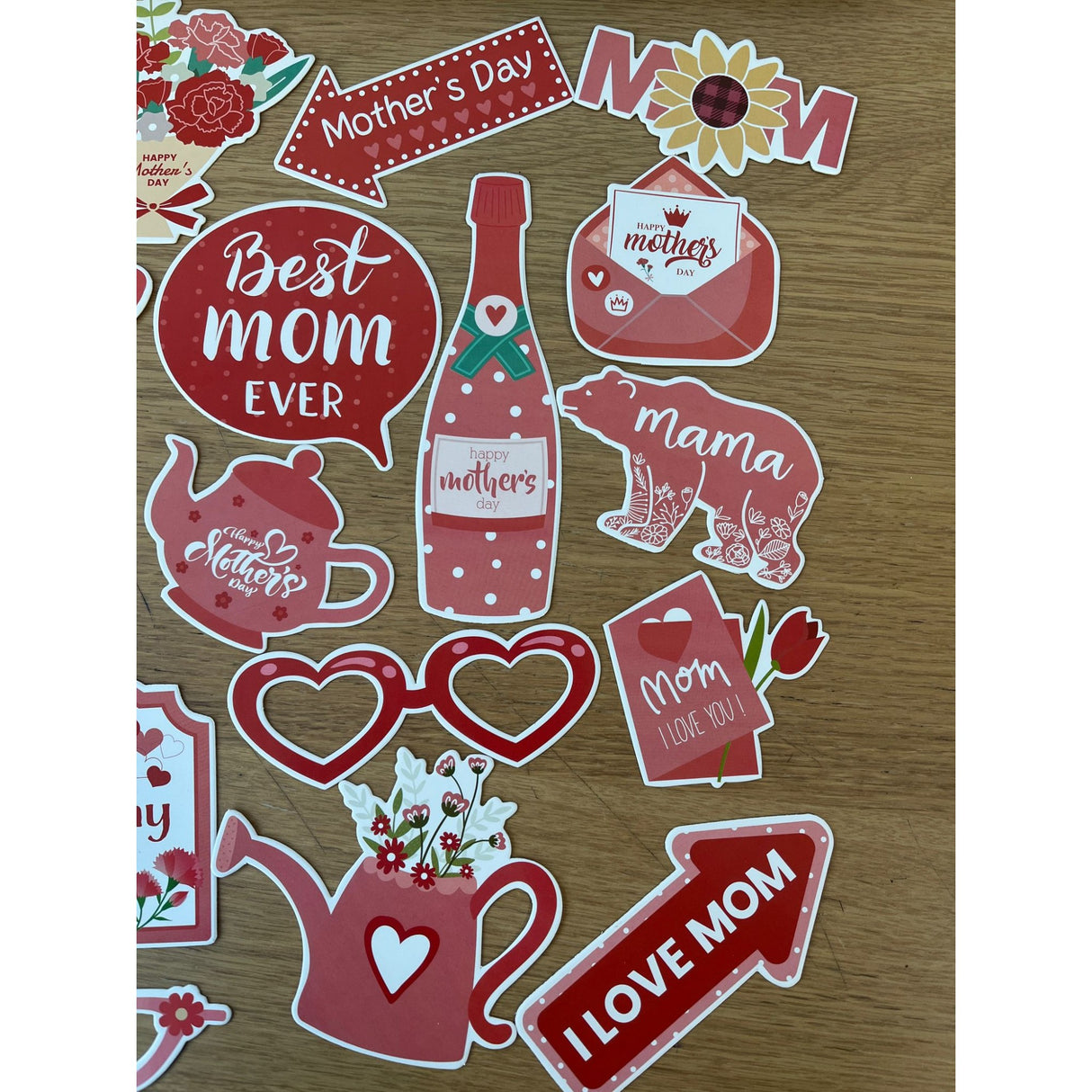 Set 18 Accesorii pentru Petrecere, Vivimall, Props pentru Photo Corner, Tematica Ziua Mamei, Multicolor - vivimall.ro