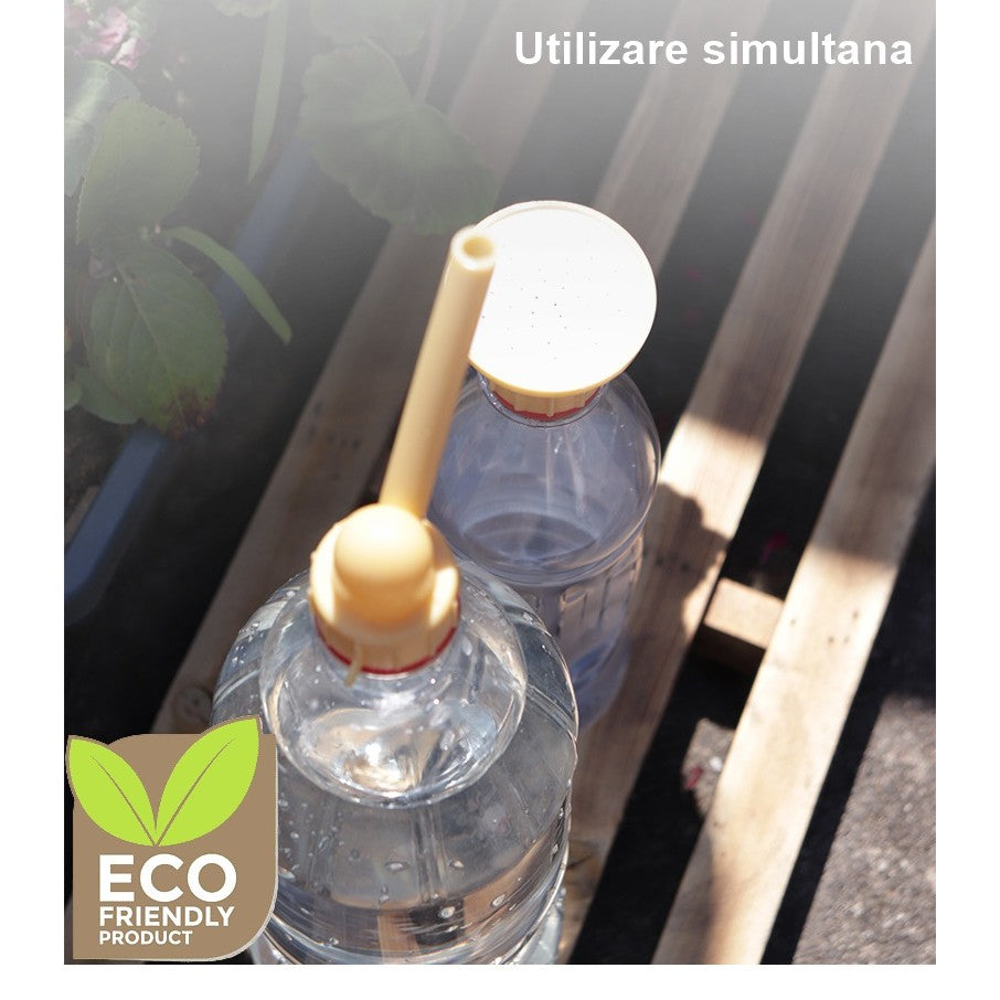 Set 2 capace de sticla pentru irigat florile Vivimall, stropitoare si teava, practic si usor de utilizat, portabil, reutilizabil, 8 x 7.5 cm, galben - vivimall.ro