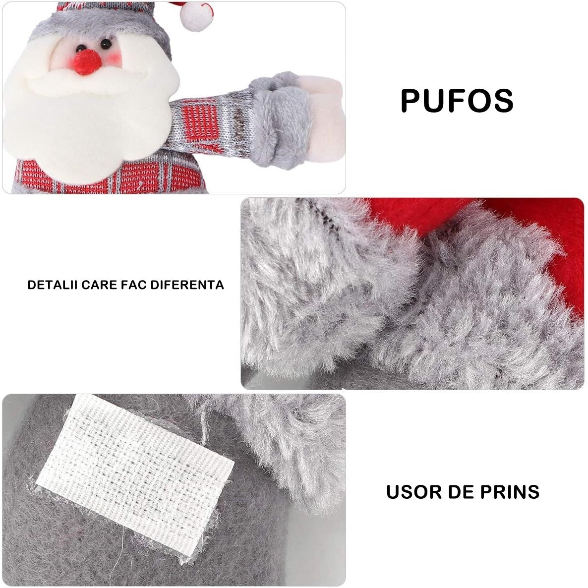 Clema pentru perdea, Flippy, prindere cu arici, model Mos Craciun pe partea stanga, material textil/poliester, 53 x 23 cm, Multicolor