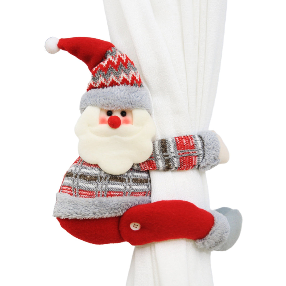 Clema pentru perdea, Flippy, prindere cu arici, model Mos Craciun pe partea stanga, material textil/poliester, 53 x 23 cm, Multicolor