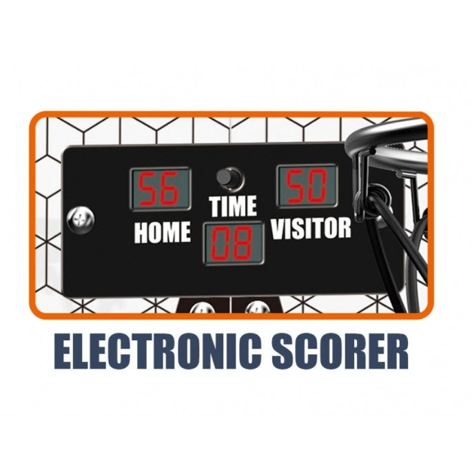 Set 2 Cosuri de Baschet pentru Copii, Vivimall, cu Tablou de Bord Electronic, Pentru 2 Jucatori, Minge, Pompa, 2 Moduri, Interior/Exterior, Inel Metalic si Rabatabil cu Arc, Luminos, 60x31x6 cm, Multicolor - vivimall.ro