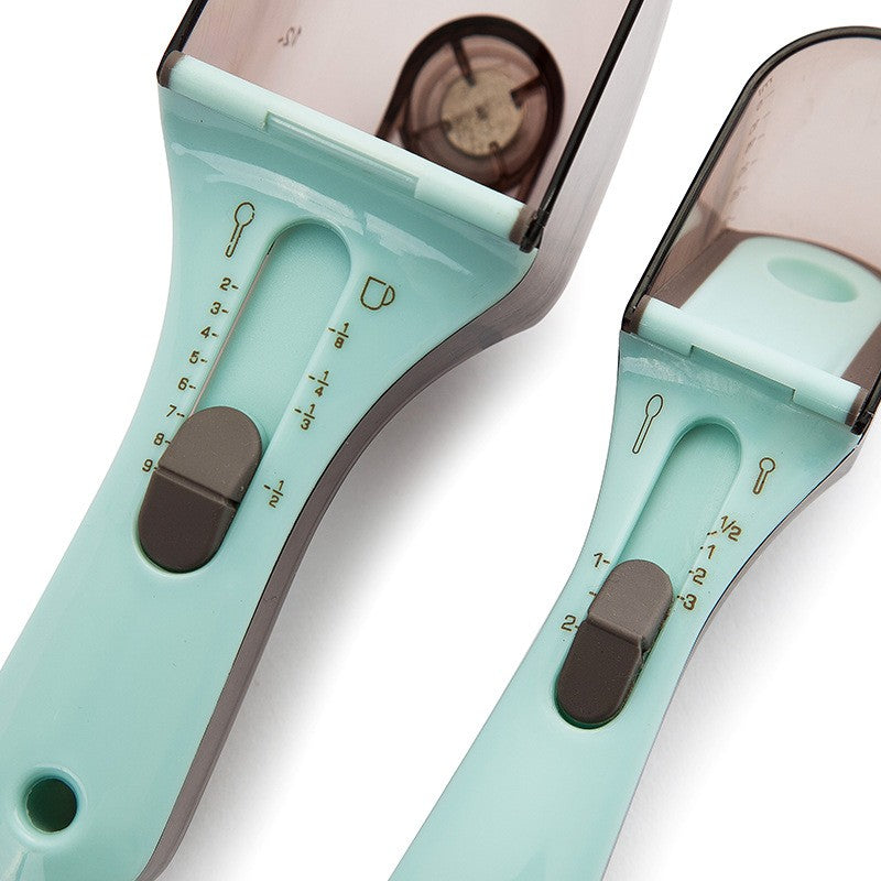 Set 2 Cupe Gradate pentru Bucatarie, Vivimall, Cupe de Masurat Reglabile, Ergonomic, Confortabil, pentru Lichide si Solide, Volum ajustabil 5-30ml, 30-130ml, Culoare Albastru - vivimall.ro