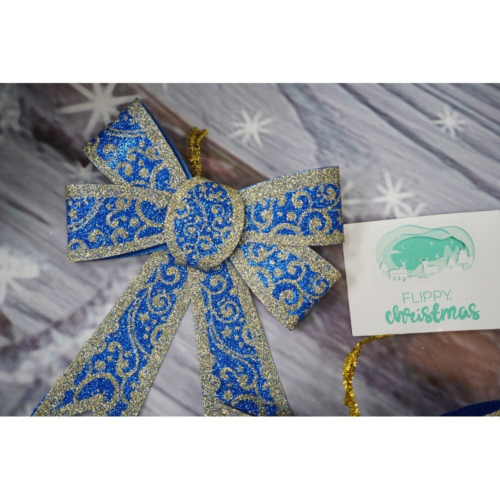 Set 2 fundite pentru brad, Albastre, model spiralat, cu margini aurii, 13 x 18 cm, PVC, Flippy - vivimall.ro