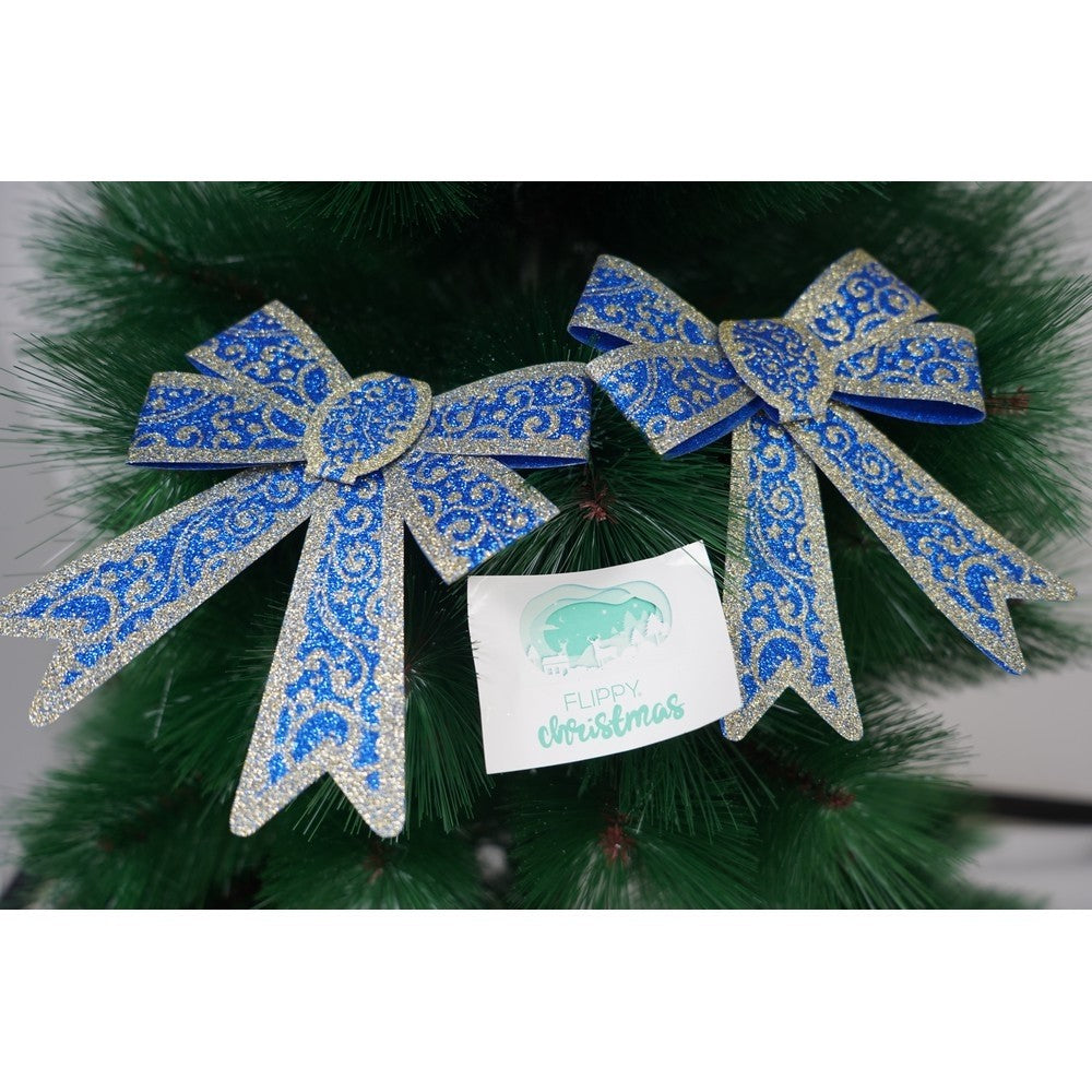 Set 2 fundite pentru brad, Albastre, model spiralat, cu margini aurii, 13 x 18 cm, PVC, Flippy - vivimall.ro