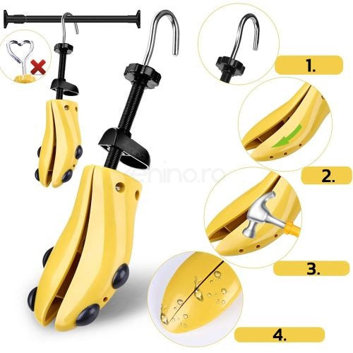 Set 2 Sanuri/Calapoade Reglabile Vivimall, Alungit si Largit Pantofi, Marimea 30-36, Universal, Arc, ABS Premium, Galben - vivimall.ro