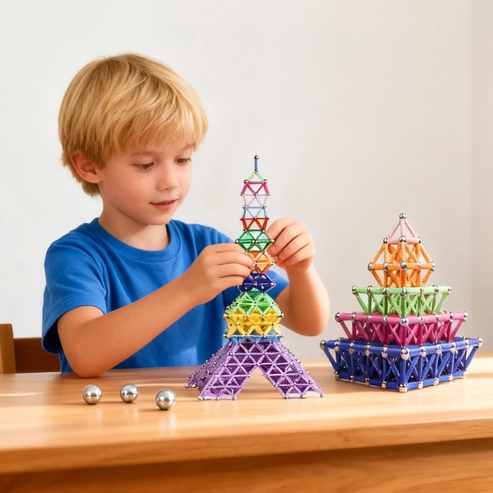 Set 206 Piese Betisoare Magnetice, Vivimall, din Plastic/Magnet, +3 Ani, Multicolor - vivimall.ro