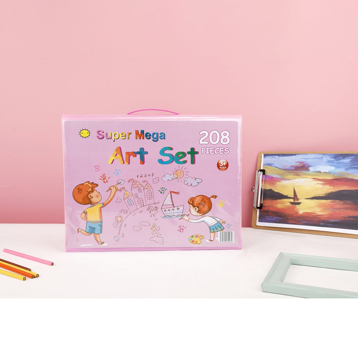 Set 208 Piese, Complet pentru Pictura si Desen, Vivimall, Tip Servieta, 3-12 Ani, 32.6 x 27.7 x 6 cm - vivimall.ro