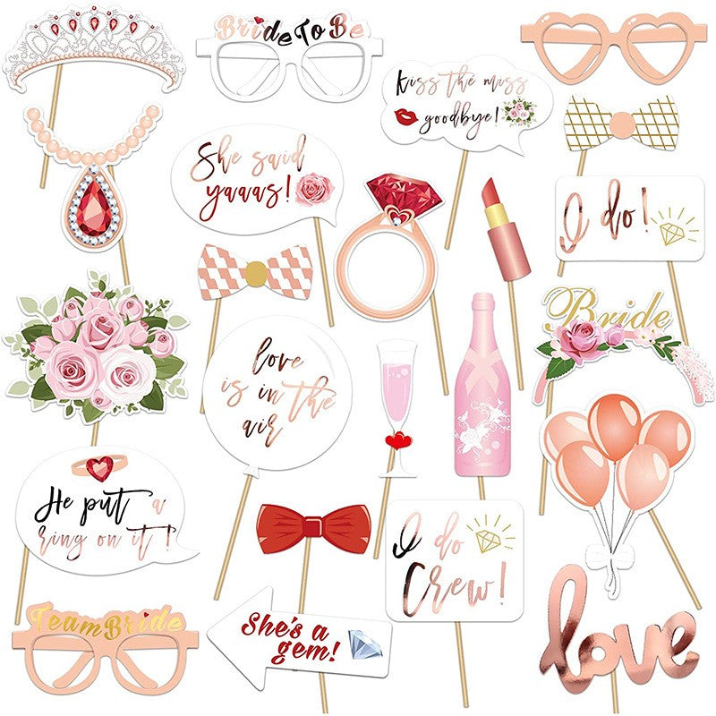 Set 23 de Accesorii pentru Petrecere, Vivimall, Props pentru Coltul de Poze, Tematica Petrecerea Burlacitelor, Roz - vivimall.ro