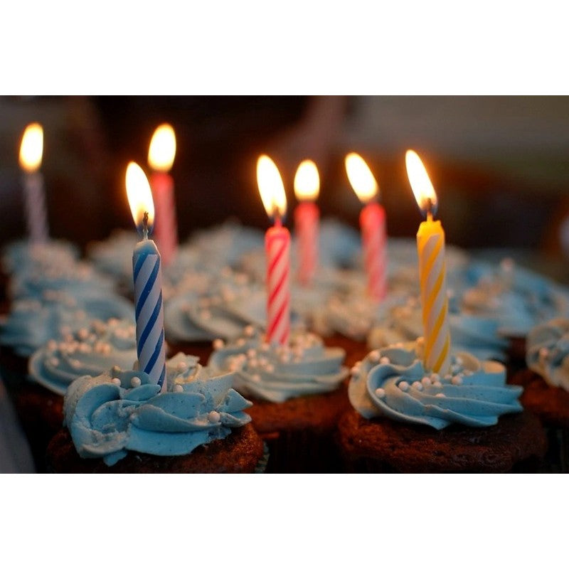 Set 24 Lumanari de Tort, Vivimall, Model Spirala, Party, 6.5 cm, din Parafina, Multicolor