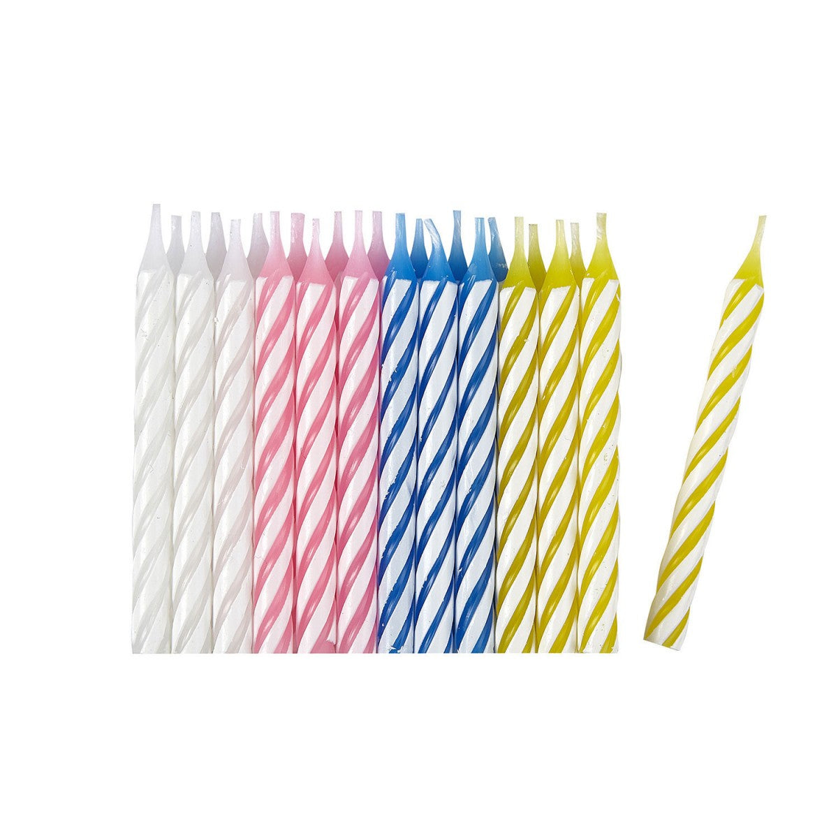 Set 24 Lumanari de Tort, Vivimall, Model Spirala, Party, 6.5 cm, din Parafina, Multicolor