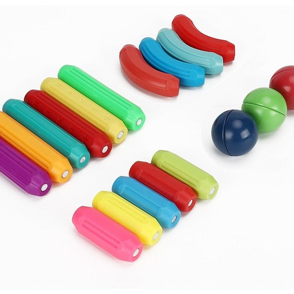 Set 25 de Piese Magnetice de Constructie, Flippy, Puzzle, Forme, 3 Ani, ABS, Magnet, 16x6x14 cm, Multicolor