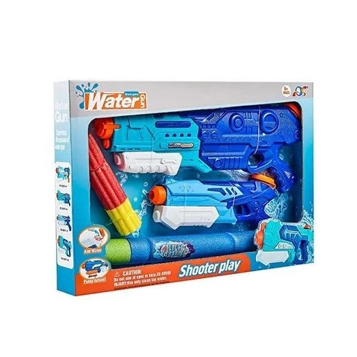 Set 2x Pistol cu Apa pentru Copii, Vivimall, 6ani+, Albastru, 1x 900 ML + 1x 300 ML - vivimall.ro