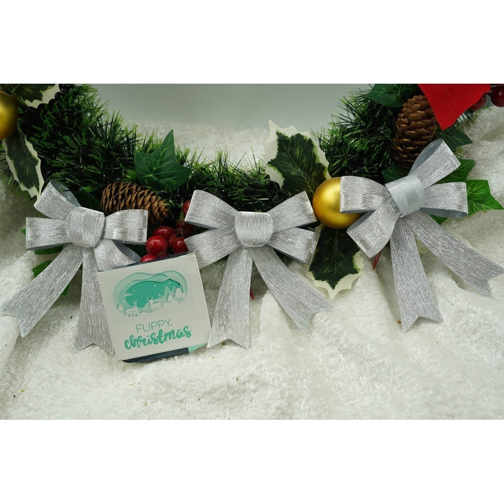 Set 3 fundite pentru brad, Argintii, 10 x 11 cm, din poliester, Flippy - vivimall.ro