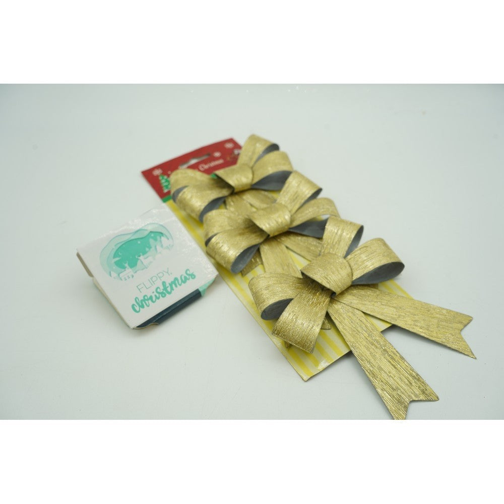 Set 3 fundite pentru brad, Aurii, 10 x 11 cm, din poliester, Flippy - vivimall.ro