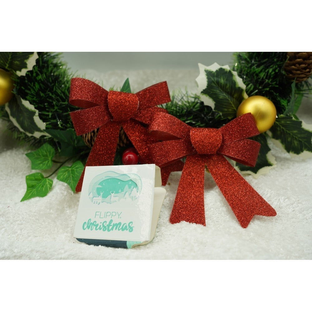 Set 3 fundite pentru brad, Rosii, cu sclipici, 10 x 11 cm, din poliester, Flippy - vivimall.ro