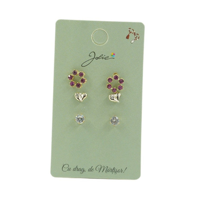 Set 3 Perechi Cercei Cerc, Inima, Piatra