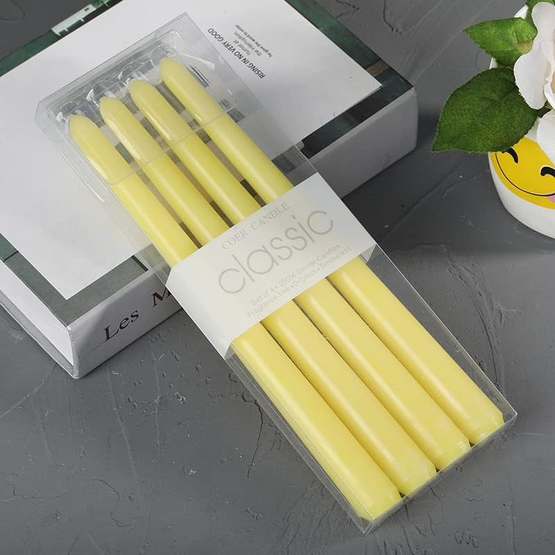 Set 4 Lumanari, Vivimall, pentru Suport de Masa, Fara Miros si Fum, din Parafina, 2.2 x 25 cm, Galben - vivimall.ro