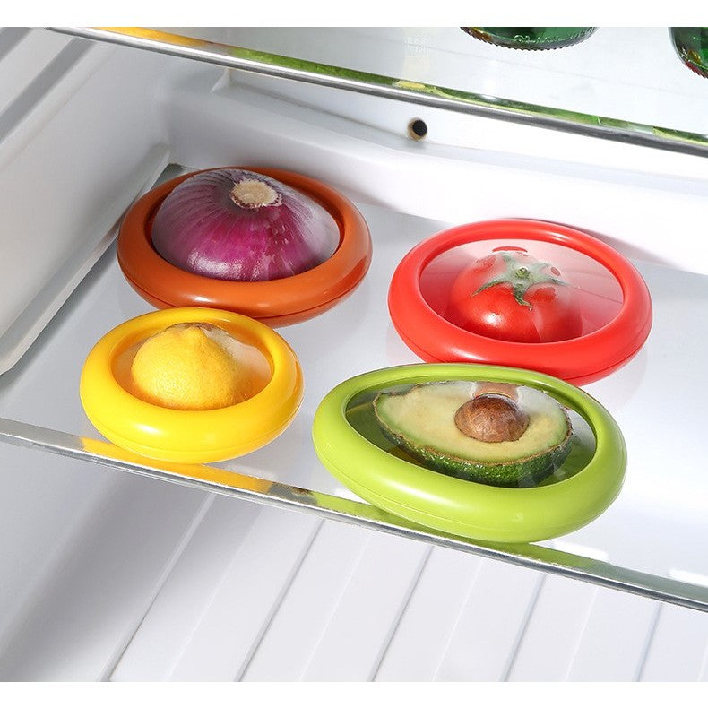 Set 4 Recipiente pentru Pastrarea Proaspata a Legumelor, Vivimall, Cutii Portabile Sigilate Anti-oxidare, 4 Forme Diferite pentru Legume sau Fructe, Culori diferite - vivimall.ro