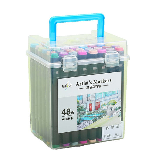 Set Cutie 48 Markere, Cu Alcool, Artist Markers, Cutie Plastic Cu Maner - vivimall.ro
