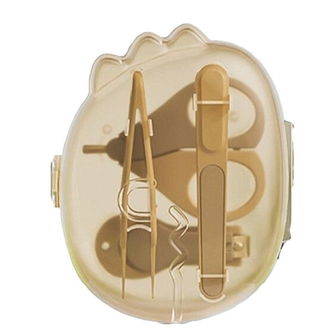 Set 4in1 de Ingrijire Unghii pentru Bebelusi, Vivimall, Cutie de Depozitare Dinozaur Transparent, 0-6 Ani, 11.5 x 9 x 3 cm, Bej