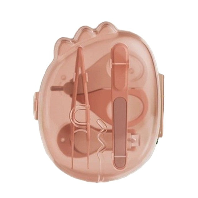 Set 4in1 de Ingrijire Unghii pentru Bebelusi, Vivimall, Cutie de Depozitare Dinozaur Transparent, 0-6 Ani, 11.5 x 9 x 3 cm, Roz