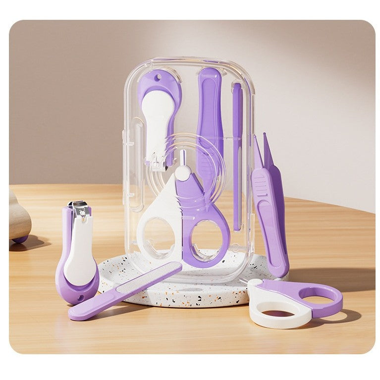 Set 4in1 de Ingrijire Unghii pentru Bebelusi, Vivimall, Cutie de Depozitare Texturata, 0-6 Ani, 13.6x8x2 cm, Mov