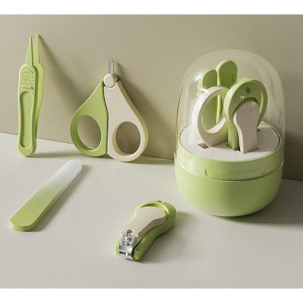 Set 4in1 de Ingrijire Unghii pentru Bebelusi, Vivimall, Cutie de Depozitare Tip Borcan, 0-6 Ani, 10 x 7 x 6 cm, Verde