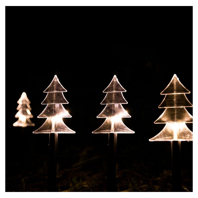 Set 5 Lampi LED cu baterii, de exterior Model Brad, pentru gradina, Vivimall, 35.5 cm, Alb Cald - vivimall.ro