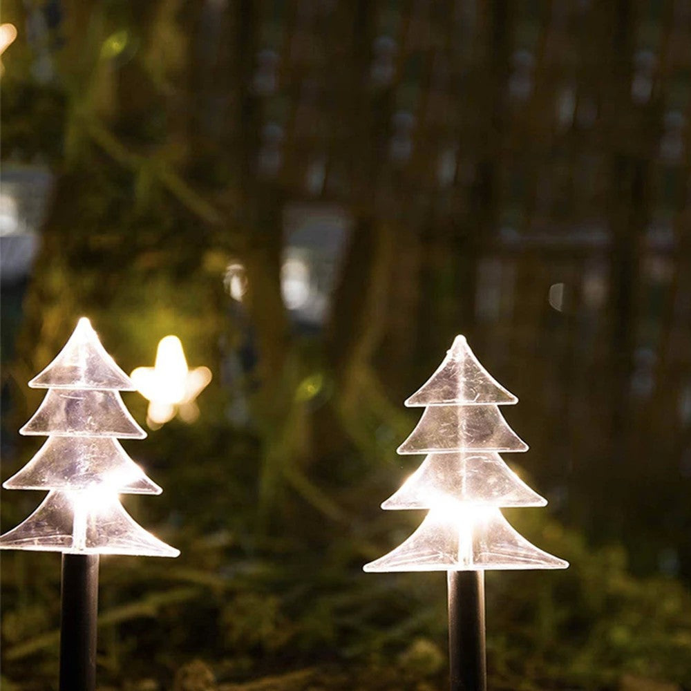 Set 5 Lampi solare LED de exterior Tip Brad pentru gradina Vivimall, 37 cm, Alb Cald - vivimall.ro