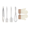 Set 5 Ustensile De Bucatarie, Din Silicon+Inox, Termorezistente, Antiaderente, 28 X 26 X 2 Cm, Alb Maro - vivimall.ro